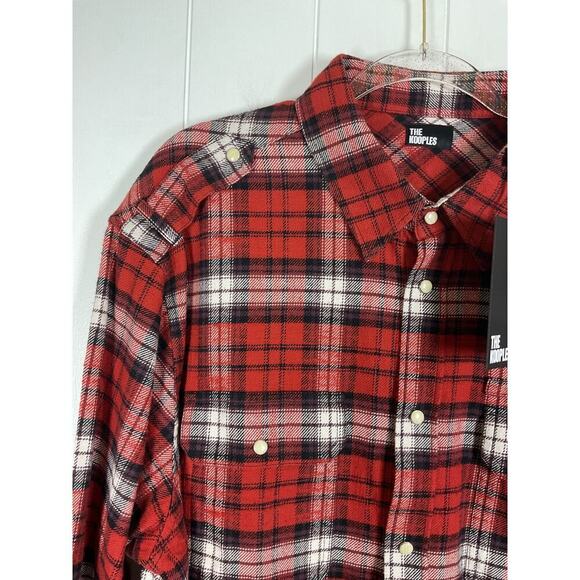 The Kooples Men's Red Checked Classic Wide Fit Over Shirt NWT Size XL - Picture 3 of 10